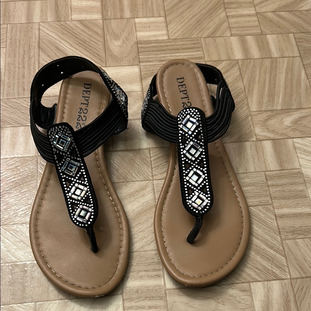 Black and Tan Sandals